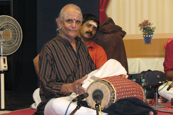 Mridangam Maestro UmayalpuramSivaraman giving a special pose for the camera apart from his spectacular tani on the last day of the year.