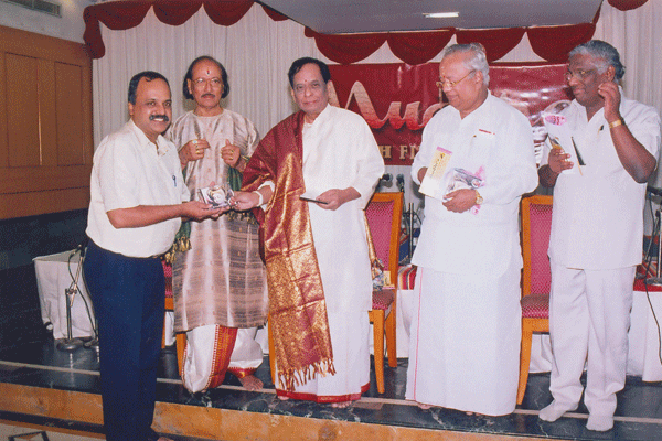 Balamuralikrishna released TVG’s VCD and gave a copy to the secretary