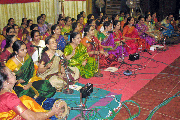 “STHREE” THYAGARAJA PANCHARATHNAM - SRUTI 5 – a unique homage to Saint Thiagaraja by 60 women artists during music festival - Participants : Seetha Narayanan, T.M.Prabhavathy, Dr.R.S.Jayalakshmi, Dr.Radha Bhaskar, Gayathri Girish, Gayathri Venkataraghavan, Vasundara Rajagopal, Vijayalakshmi Subramaniam,Geetha Raja, Dr.Gayathri Sankaran, Subha Ganesan, Dr.Subhashini Partharasarathy, Dr.R.Abhiramasundari, Dr.Varalakshmi Anandkumar, Salem Gayathri Venkatesan, Dr.Ushalakshmi Krishnamurthy, Dr.M.A.Bhageerathi, Kanakadurga Venkatesh, Jayashree Vaidhyanathan, Radha Parthasarathy, Vasuda Keshav, Lakshmi Sreeram, Radha Ramji, Sudha Raja, Nisha Rajagopal, Nirmala Rajasekar, Swathi Srikrishna, Kunnakudi Bala, Bhavani Ganesan, Vidya Kalyanaraman, Jayasri Jayaramakrishnan, Vasantha Rajagopal, Poongodhai Devanathan, Seetha, Calcutta Chitra, Calcutta Kala, Iyer Sisters Srividhya, Indira Varadarajan, Gayathri Sreyas, Sandhya Mahadevan, Aishwarya Sankar, Nadamuni Gayathri, K.Dharini, Krithika Natarajan, Barathi Ramasubban, Sowmya Kumar Arjun, Lalitha Kannan, Bhagyalakshmi Suresh (Vocal) – Dr.M.Narmada, Anuradha Sridhar, T.Hemamalini, Lavanya Raman (Violin) – Mala Chandrasekar (Flute) – S.Shobhana, Jayalakshmi Sekar, Anjani (Veena) – Nagamani (Mandolin) - N.S.Rajam, Tanjore Padma, Rajna Swaminathan, Ashwini (Mridangam)