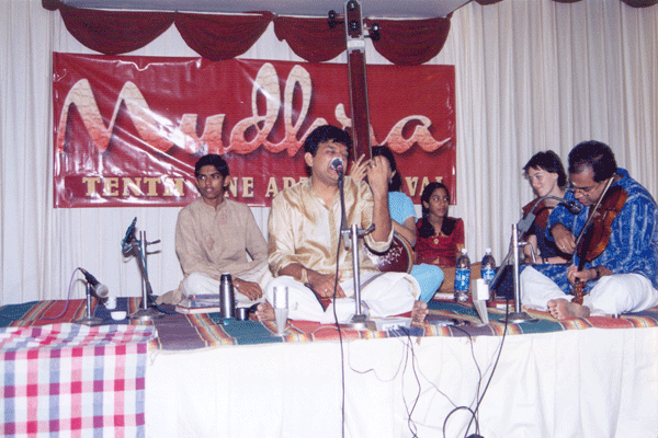 T.M.Krishna with Sriram Parasuram. ( On this day Dr.T.K.Murthy was on Mridangam who fainted and fell down in the midst of the concert due to illness. He has been rushed to the hospital and he was safe. After hearing the news that he is normal the concert continued with violin alone.)