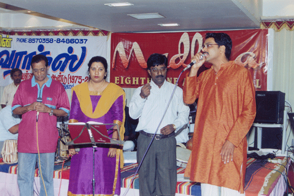 Carnatic music singer Mohan Santhanam with light singers