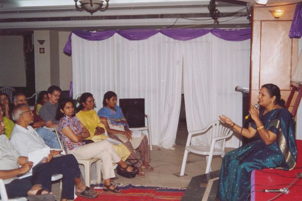 Dr.Radha teaching the participants how to appreciate music.