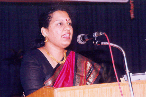 Dr.Radha Bhaskar welcoming the gathering