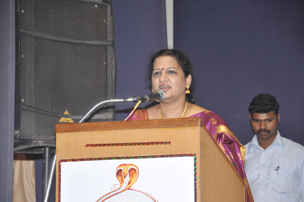 Dr.Radha Bhaskar welcoming the gathering